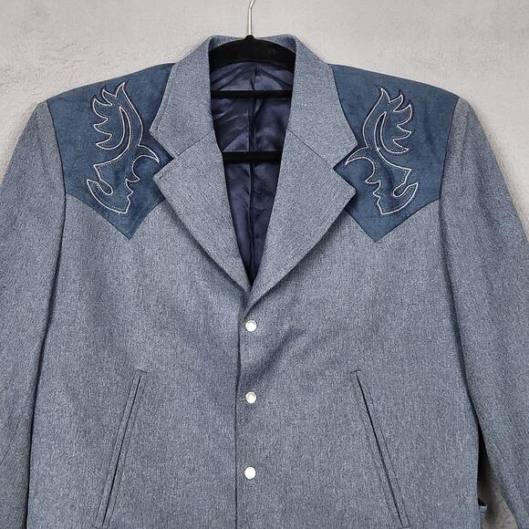 Circle S Jacket Mens 36R Gray Western Snap Front Embroidered Yoke Made USA - Picture 5 of 14
